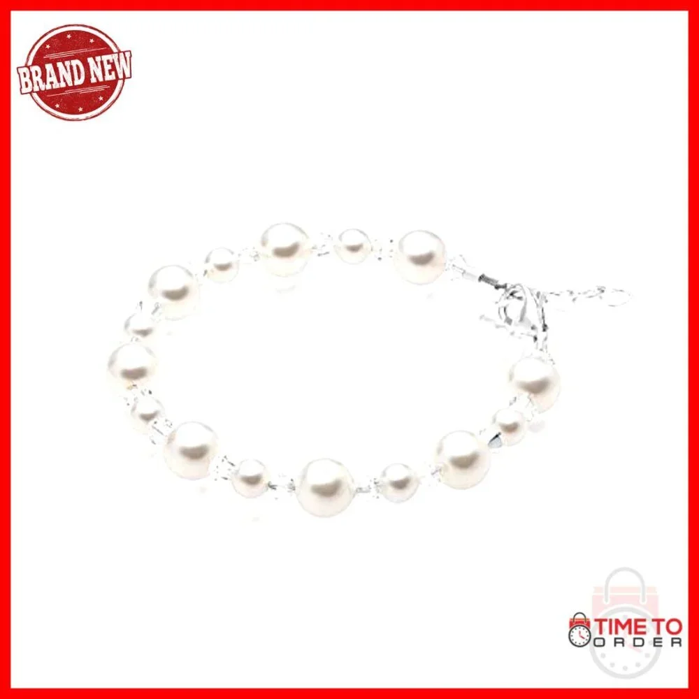 Sterling Silver Baby Bracelet with Pearls & Crystals, Infant Keepsake Gift